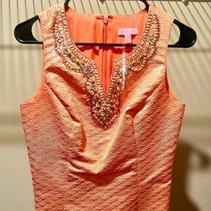 Lily Pulitzer Metallic Beaded Jacquard Shell Top - Size 2